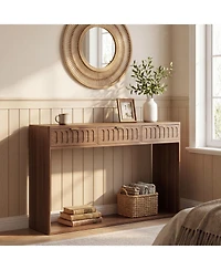 homfan 51" Farmhouse Entryway Table with Drawer, Rustic Narrow Console for Living Room, Hallway and Behind Couch, Easy Assembly