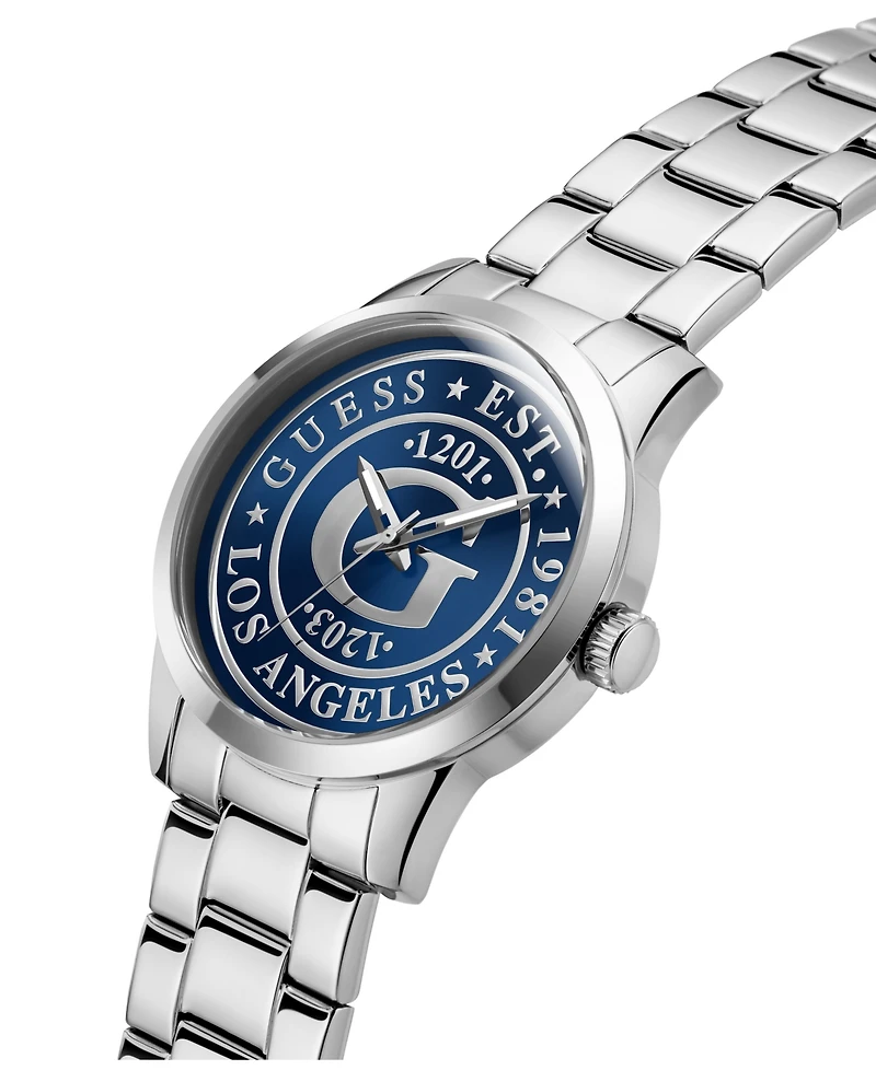 Guess Men's Quartz Silver-Tone Stainless Steel Watch 44mm