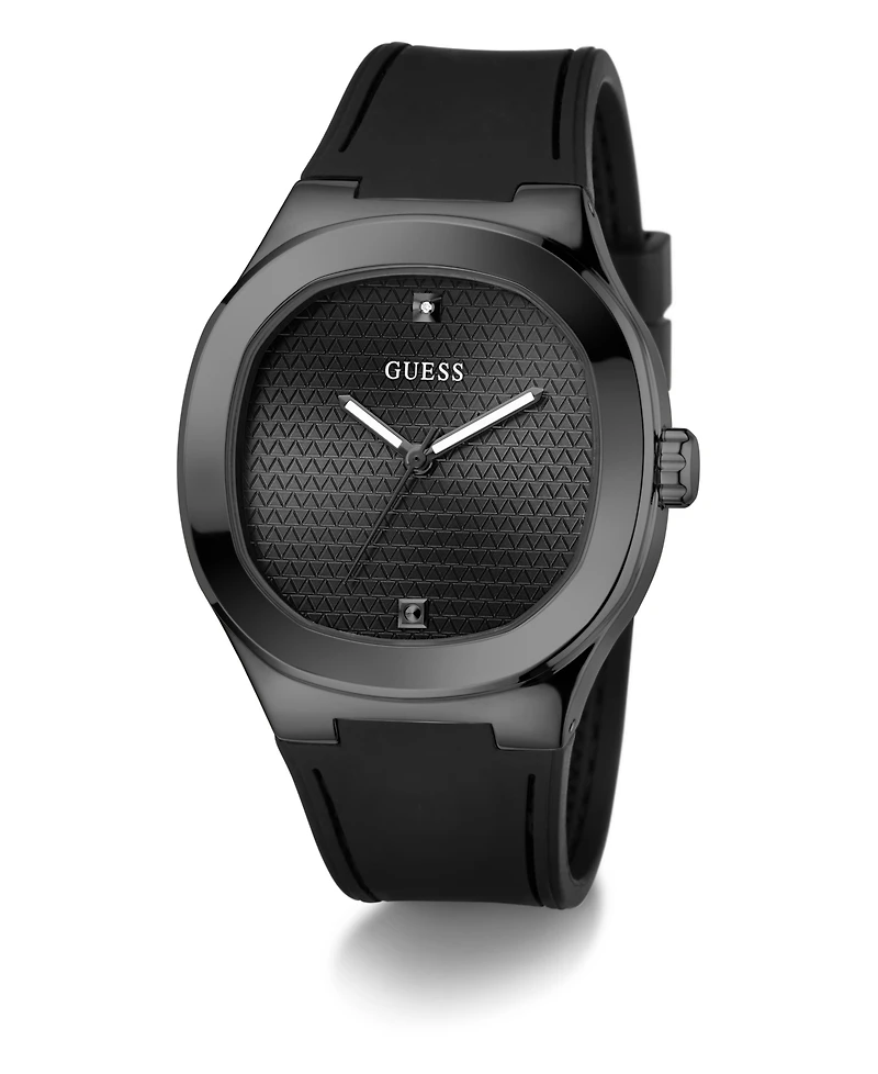 Guess Men's Quartz Black Silicone Watch 42mm