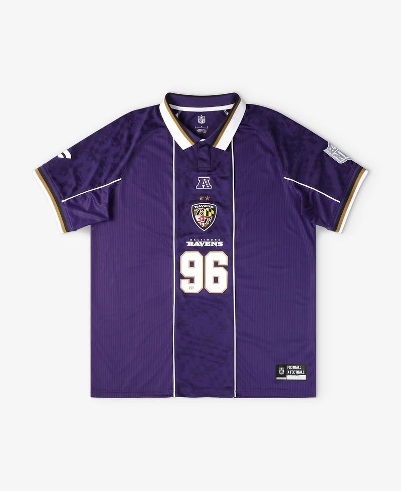Fanatics Big Boys and Girls Purple Baltimore Ravens Football x Football Collared Fan Top