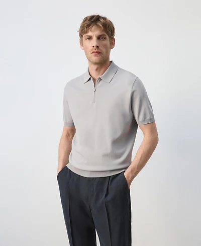 Mango Men's Knitted Zip Polo Shirt