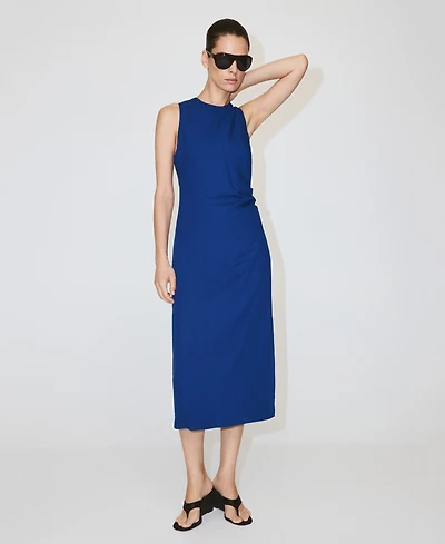 Mango Women's Side-Ruched Midi Dress