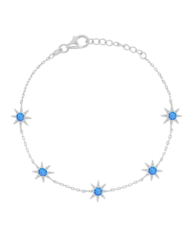 Macy's Rhodium Over Sterling Silver Blue Spinel Sun Station Bracelet