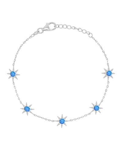 Macy's Rhodium Over Sterling Silver Blue Spinel Sun Station Bracelet
