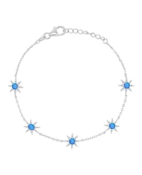 Macy's Rhodium Over Sterling Silver Blue Spinel Sun Station Bracelet