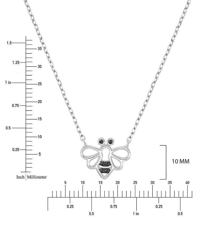 Macy's Black Rhodium Over Sterling Silver Black Spinel Bee Necklace