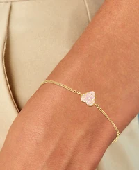 Macy's 14k Gold Over Sterling Silver Pave Pink Cubic Zirconia Heart Bracelet