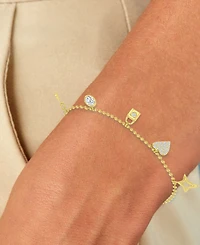 Macy's 14k Gold Over Sterling Silver Cubic Zirconia Key And Lock Bracelet