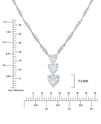 Macy's Rhodium Over Sterling Silver Cubic Zirconia Triple Heart Necklace