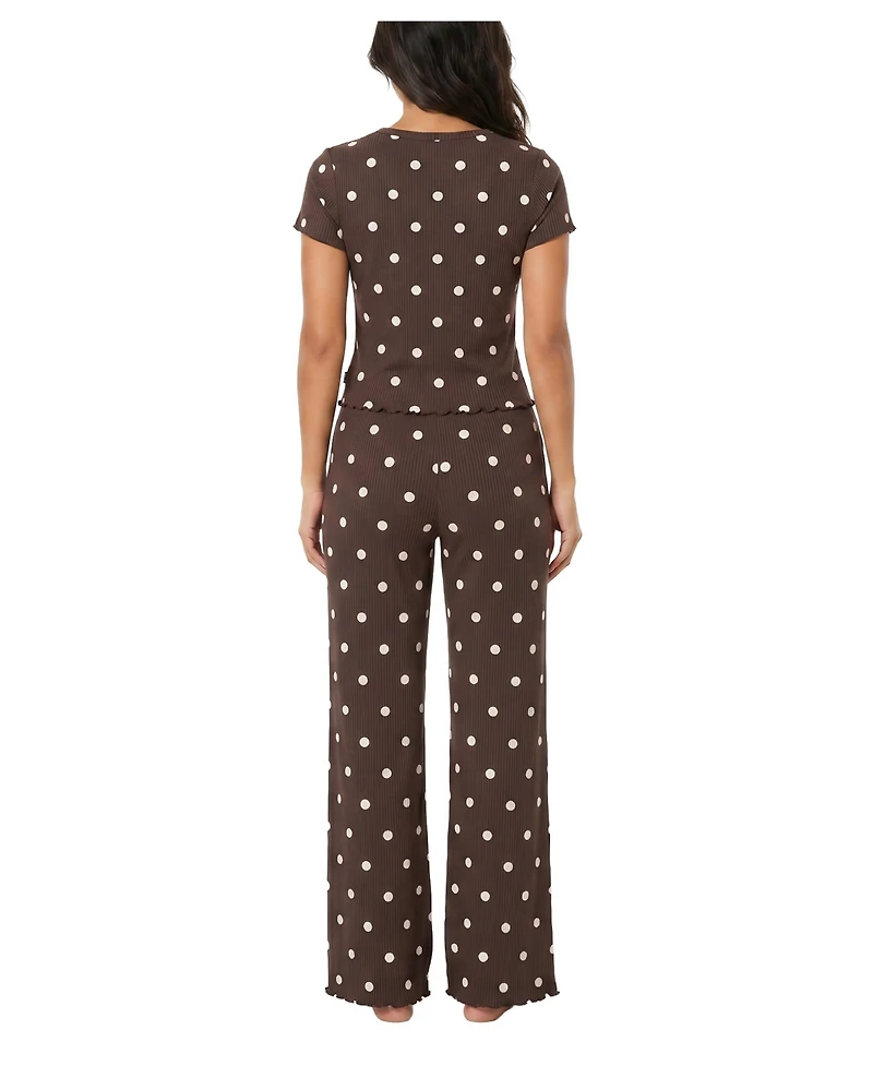 Sincerely Jules Women's Ribbed Scoop Neck & Pants, 2-Piece Pajama Set
