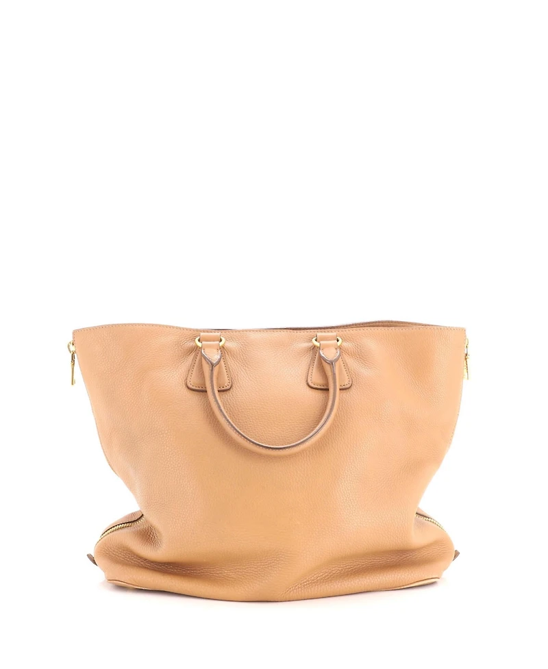 Pre-Owned Prada Large Side Zip Convertible Tote Vitello Daino