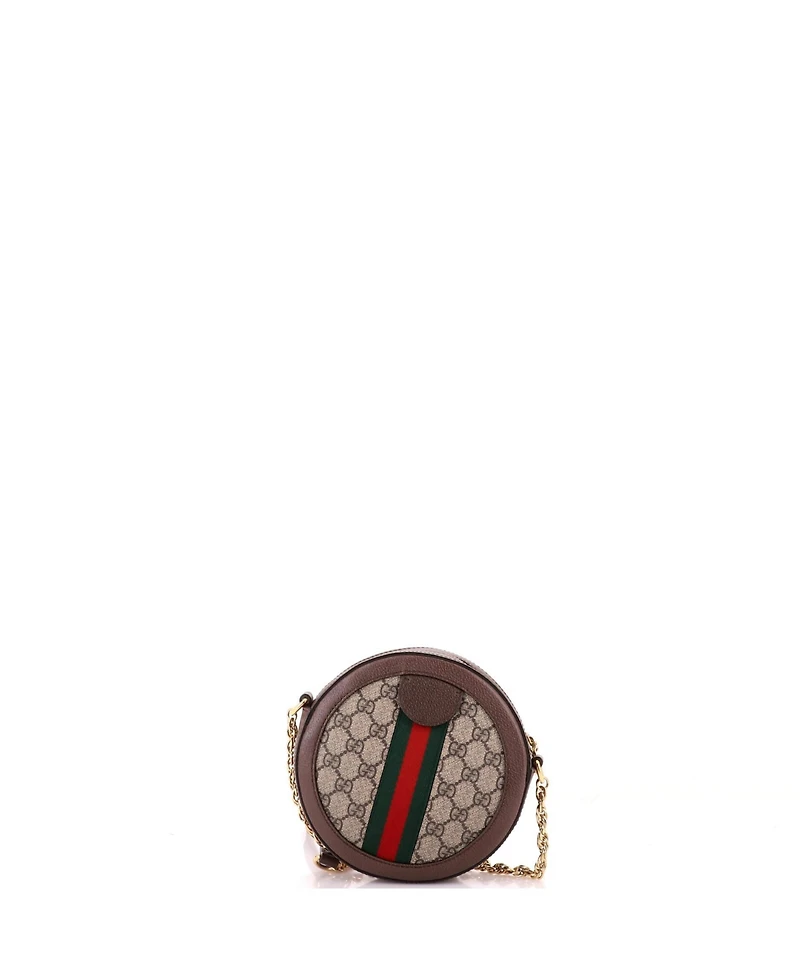 Pre-Owned Gucci Mini Ophidia Round Shoulder Bag Gg Coated Canvas