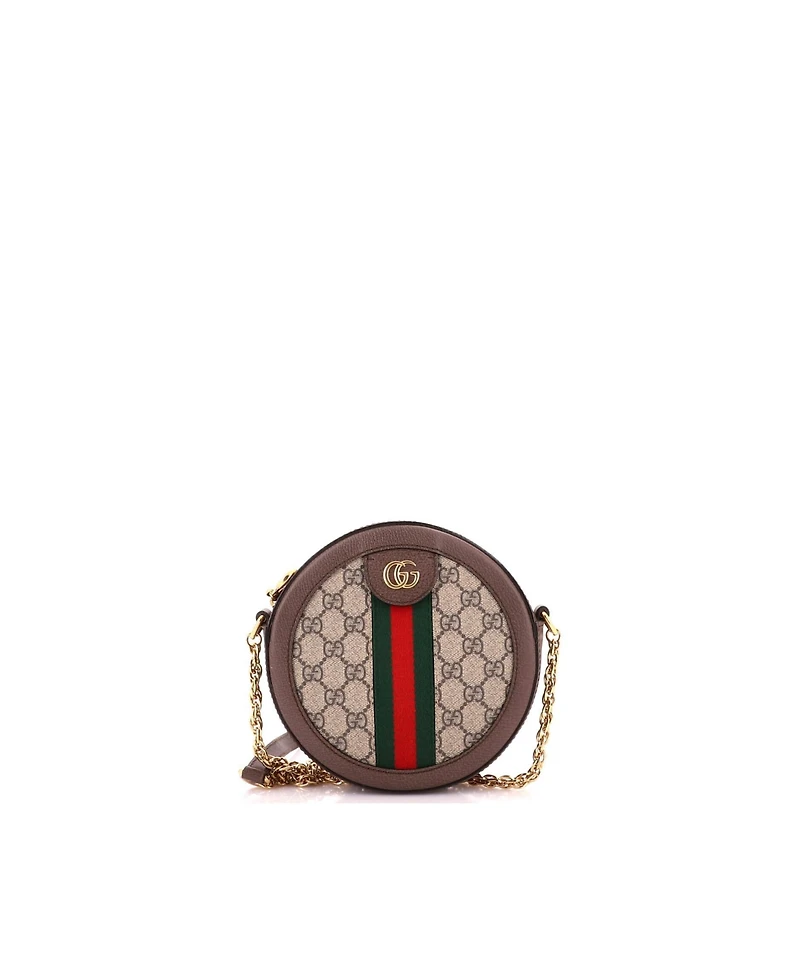 Pre-Owned Gucci Mini Ophidia Round Shoulder Bag Gg Coated Canvas