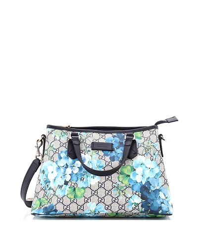 Pre-Owned Gucci Medium Convertible Zip Tote Blooms Print Gg Coated Canvas