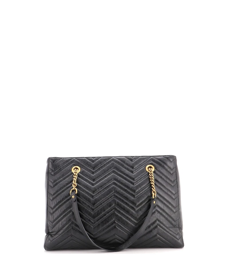 Pre-Owned Gucci Medium Gg Marmont Zip Tote Matelasse Leather