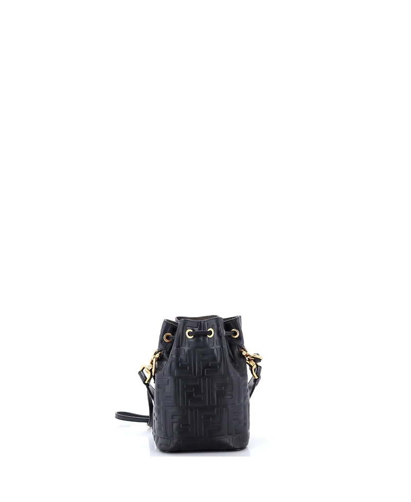 Pre-Owned Fendi Mini Mon Tresor Bucket Bag Zucca Embossed Leather