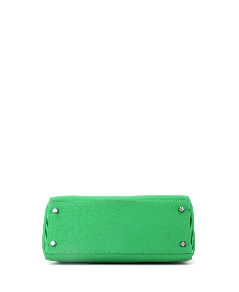 Pre-Owned Hermes Kelly 28 Handbag Green Togo with Palladium Hardware