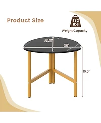 Sugift Set of 2 Triangle Oval Coffee Tables with Metal Legs