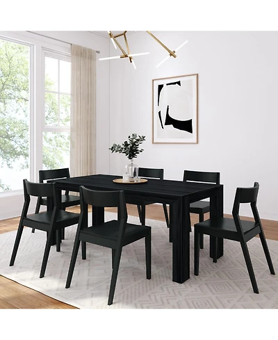 Plank+Beam 72" Modern Solid Wood Dining Table Set