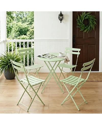 homfan 5-Piece Patio Bistro Set Folding Metal Frame Outdoor/Indoor Table and Chairs, No Assembly Needed, Space-Saving for Balcony Yard Garden
