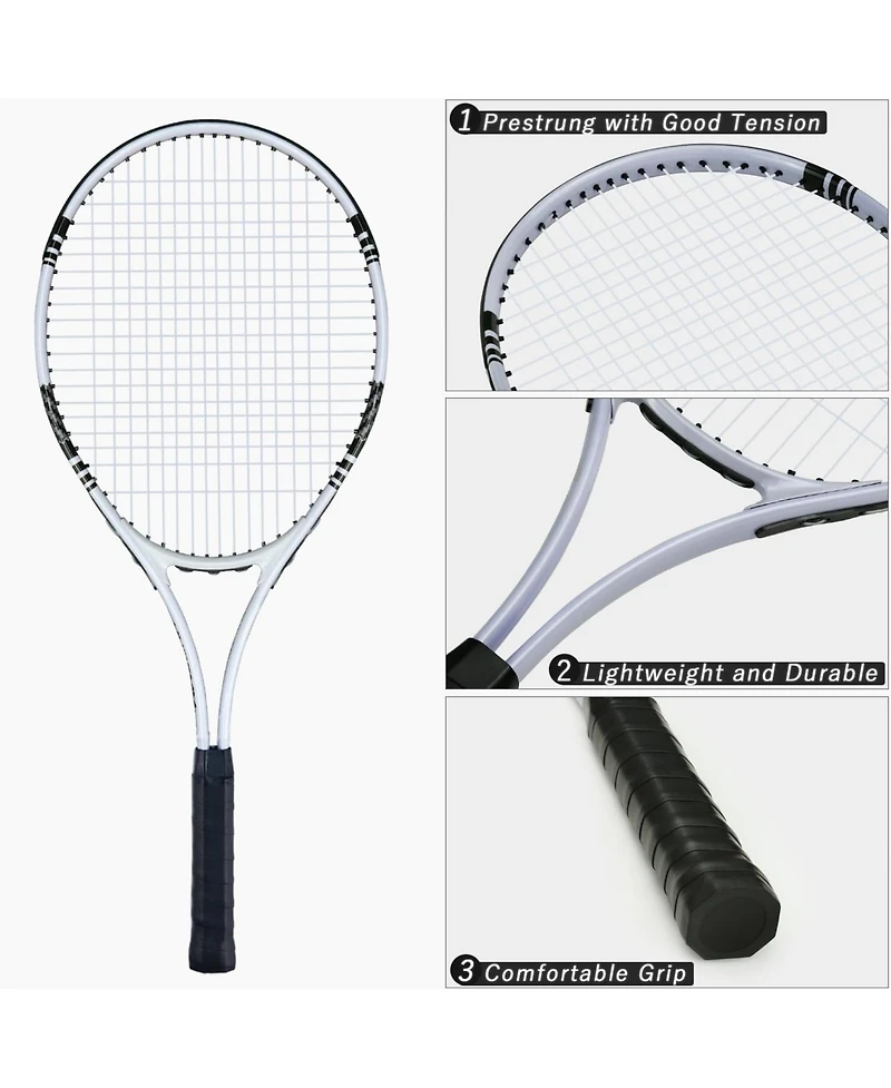 Aofar Tennis Rackets 2 Players Set With Cover Bag Grip Balls