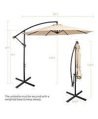 Gouun 10 Feet Cantilever Patio Umbrella with 8 Ribs Tilt and Cross Base