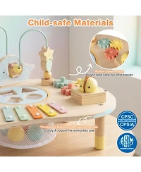 Hongge 7-in-1 Wooden Activity Table, Ages 12 Months+