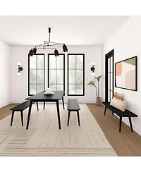 Plank+Beam 72" Mid-century Modern Solid Wood Dining Table Set with 2 Benches