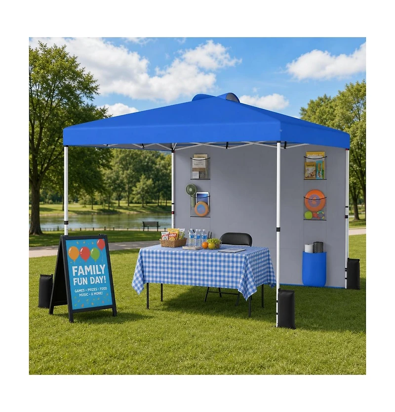 Gouun 10 x 10 Ft Pop Up Canopy Tent with Sidewall 6 Pockets and Sandbags