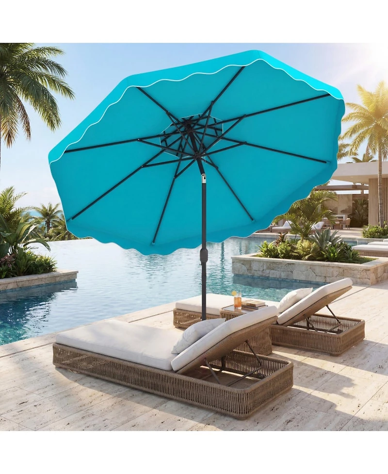 Gouun 9 Feet Outdoor Patio Umbrella with Push Button Tilt and Crank Lift