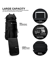 Piscifun 75L Molle Hiking Backpack With Rain Cover Hydration Compartment For Camping Travel