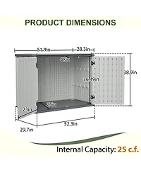 Mondawe Horizontal Outdoor Storage Shed 28 Cubefeet Lockable Hdpe Cabinet Waterproof
