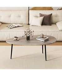 Sugift Oval Mid Century Center Table with Sturdy Metal Construction