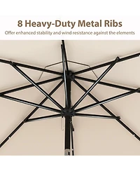 Gouun 10 Ft Solar Patio Umbrella with 24 Led Lights and Vented Top