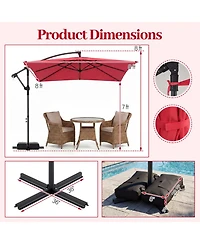 Gouun 8 x 8 Feet Square Hanging Offset Patio Umbrella with Cross Base