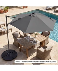 Gouun 10 Feet Patio Cantilever Umbrella with Foot Pedal Rotation and Led