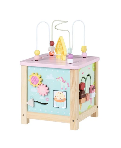 Sugift Wooden Montessori Activity Cube Sensory Toy for Toddlers 18+ Months