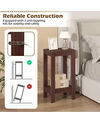 Sugift Set of 2 2-Tier End Tables with Storage Shelf
