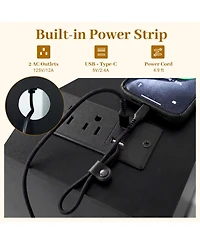 Sugift Turntable Record Player Stand with Power Outlets and 4-Partition Storage