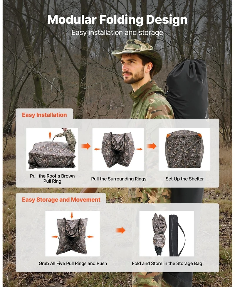 Hongge Silent Magnetic Door Ground Hunting Blind for 4 to 5 People