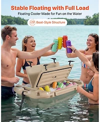 Hongge 40 Qt Floating Ice Chest Cooler with Dry Storage Compartment