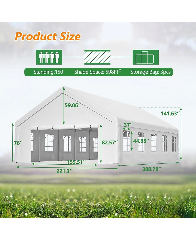 Asagikoiai Large Outdoor Party Tent, Heavy Duty Canopy Gazebo with 3 Storage Bags