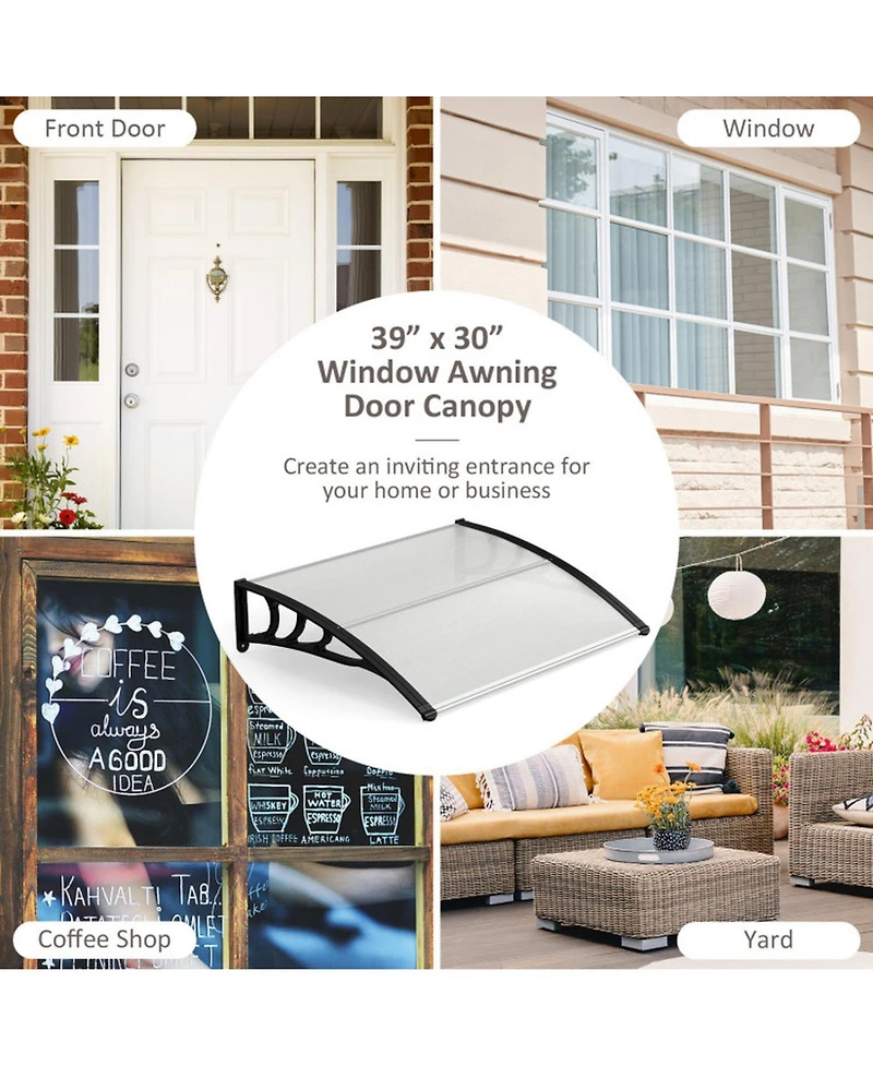 Gouun 39 x 30 In Outdoor Front Door Window Awning Door Canopy Exterior