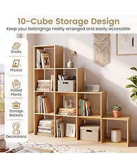 Sugift 4-Tier 10-Cube Bookshelf with 2 Anti-Tipping Kits for Home Office
