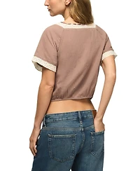 Lucky Brand Women's Square Neck Short-Sleeve Embroidered Top