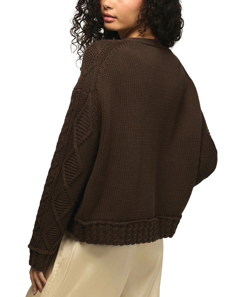 Lucky Brand Women's V-Neck Cable-Knit Cardigan Sweater