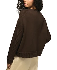 Lucky Brand Women's V-Neck Cable-Knit Cardigan Sweater