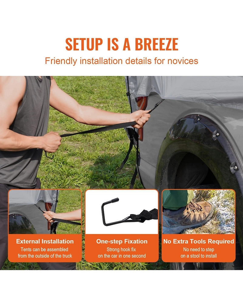 Hongge Double Layer Pickup Truck Bed Tent for 6.4 to 6.7 feet Beds