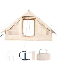 Hongge Inflatable 3 to 5 Person Camping Tent with Stove Jack