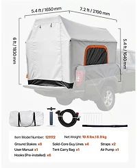 Hongge Inflatable Truck Bed Tent for 5.5 to 8.0 feet Pickup Beds